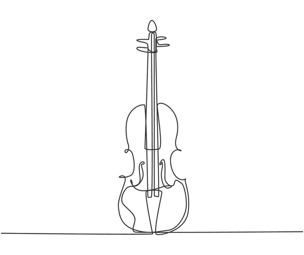 Single continuous line drawing of violin on white background. Trendy stringed music instruments concept one line draw design graphic vector illustration - Vector, Image