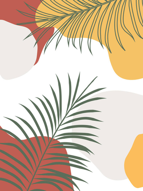 Abstract vertical background with elements of tropical leaves. The background for the mobile app page has a minimalistic style. Vector illustration - Wektor, obraz