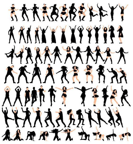 Εικονογράφηση, διανυσματική σιλουέτα κοριτσιού και άντρα που χορεύουν, συλλογή - Διάνυσμα, εικόνα