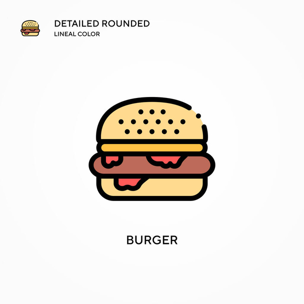 Burger vector icono. Conceptos modernos de ilustración vectorial. Fácil de editar y personalizar. - Vector, imagen