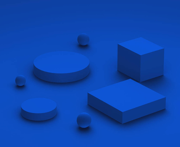 3D μπλε βάθρο μοντέρνο minimal design σε studio background. Αφηρημένη 3d γεωμετρικό σχήμα απεικόνιση αντικείμενο καθιστούν. Εμφάνιση για το προϊόν του Αγίου Βαλεντίνου. - Φωτογραφία, εικόνα