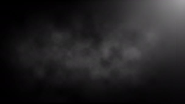 Donkere achtergrondmist, smog, rook, wolken, damp, stoom. 4K 3D naadloze looping realistische dramatische sfeer grijze rook op zwarte achtergrond. Abstracte nevel. Vochtige omgevingseffecten voor het overtrekken.  - Video