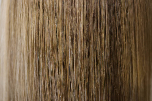 Light brown well groomed straight healthy hair closeup. - Photo, Image
