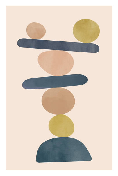 Suluboya desenli minimalist poster. Pastel renkler. - Fotoğraf, Görsel