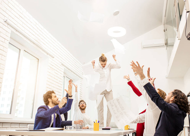 business people enjoy after successful work - Foto, Bild
