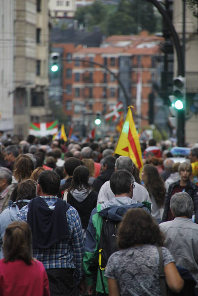 Demonstracja domagająca się niepodległości Kraju Basków i Katalonii - Zdjęcie, obraz