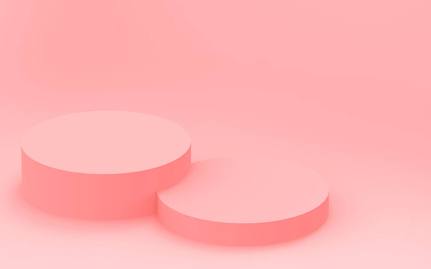 3d rosa cilindro podio minimale studio sfondo. Rendering astratto della forma geometrica dell'oggetto 3d. Espositore per prodotto valentino. - Foto, immagini