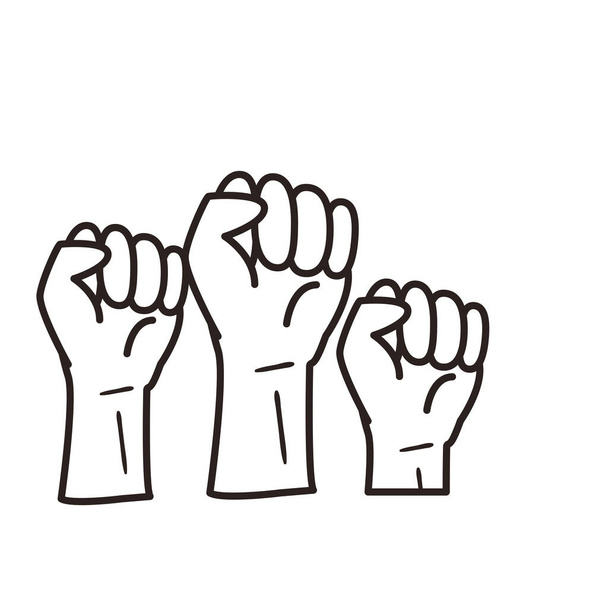 puños manos línea estilo icono vector diseño - Vector, imagen