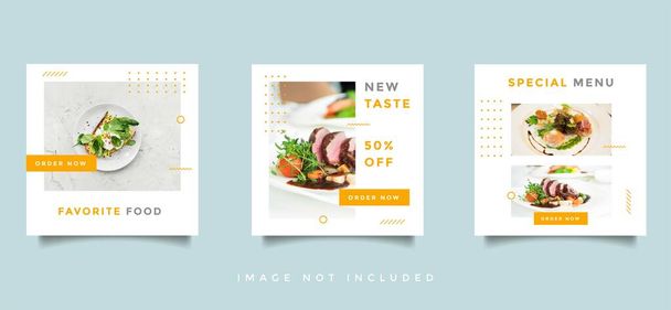 Alimentación y Culinaria Social Media feed post promoción diseño vector colección - Vector, imagen