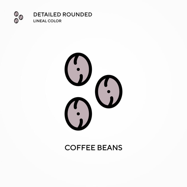 コーヒー豆のベクトルアイコン。現代のベクトル図の概念。編集とカスタマイズが簡単. - ベクター画像