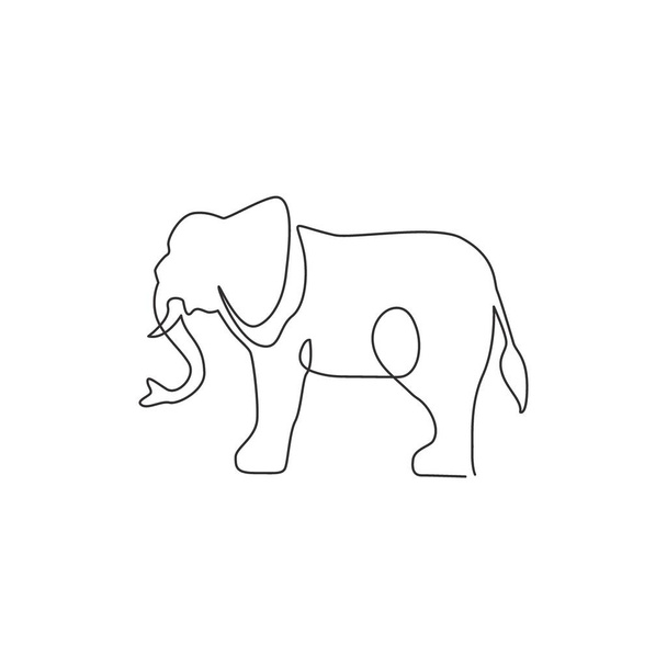 Un disegno a linea continua di grande identità logo dell'azienda elefante carino. Icona animale zoo africano concetto. Illustrazione dinamica del disegno grafico a singola linea vettoriale - Vettoriali, immagini