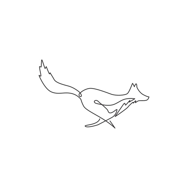 Şirin tilki şirketinin logo kimliğinin tek bir çizimi. Hayvanat bahçesi ikonu konsepti. Dinamik sürekli çizgi çizimi tasarım vektör illüstrasyonu - Vektör, Görsel
