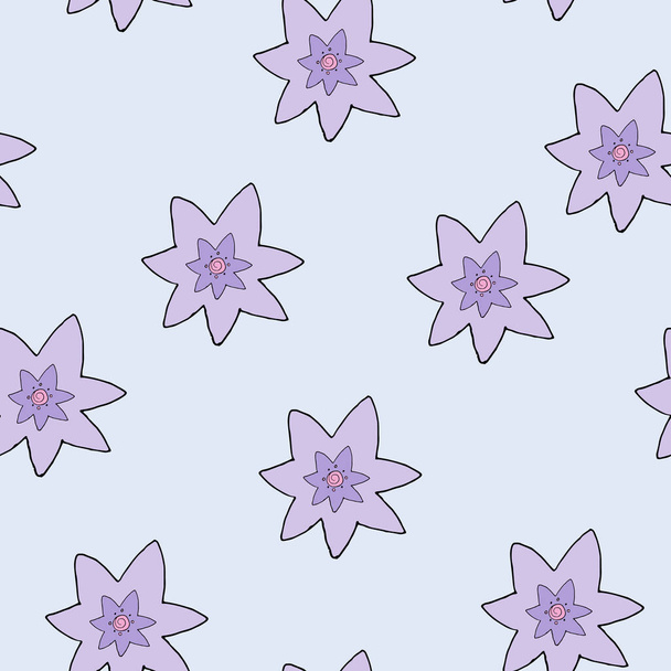 Endless pattern of flowers and leaves on a white background. Gentle, spring floral background. - Vector, Image