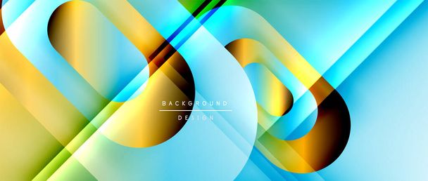 Vector geometric abstract background with lines and modern forms. Fluid gradient with abstract round shapes and shadow and light effects - Vector, Image