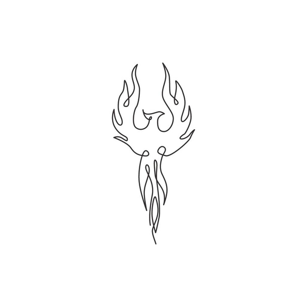 Dibujo de línea continua única de ave fénix de llama para la identidad del logotipo corporativo. Icono de la compañía concepto de forma de fauna. Trendy una línea dibujar diseño vector gráfico ilustración
 - Vector, Imagen