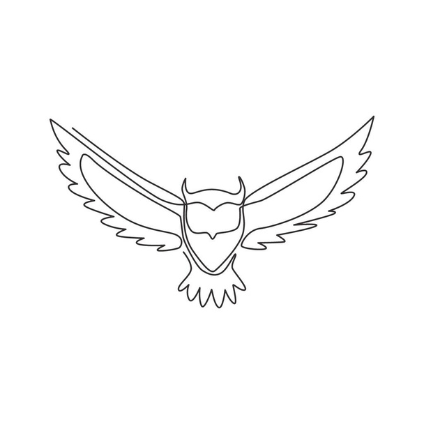 Yksi jatkuva linja piirustus ylellisyyttä pöllö lintu yritysten logo identiteetti. Yrityksen kuvake käsite eläimen muodosta. Dynaaminen yhden linjan vektori piirtää suunnittelu graafinen kuva - Vektori, kuva