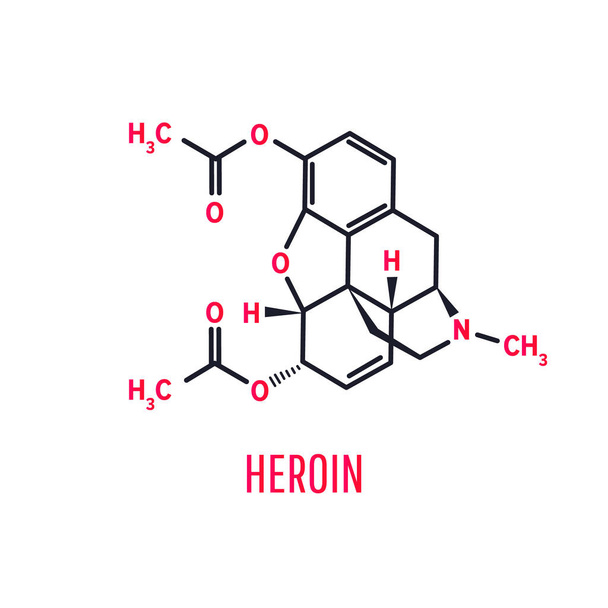 Heroin, diacetylmorphin on a white background - Vektori, kuva