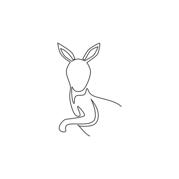 Een continue lijn tekening van grappige kangoeroe hoofd voor de nationale dierentuin logo identiteit. Wallaby dier uit Australië mascotte concept voor behoud park icoon. Enkele lijn ontwerp vector illustratie - Vector, afbeelding