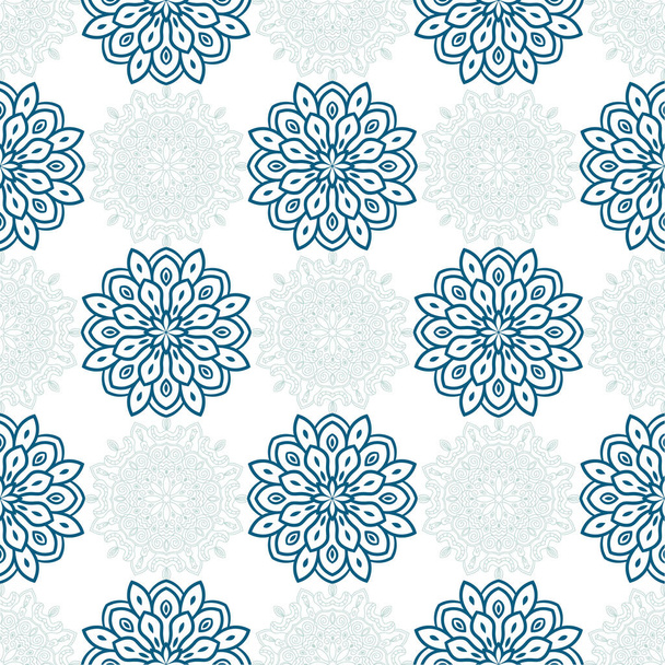 Fantasy seamless pattern with ornamental mandala. Abstract round doodle flower background. Floral geometric circle. Vector illustration.   - Vektori, kuva