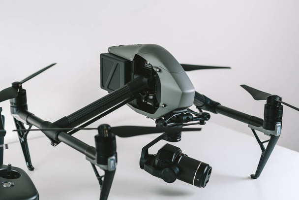 KAUNAS, LITHUANIA - AUGUST 30, 2020: DJI Inspire 2 professional drone isolated on white background - Valokuva, kuva