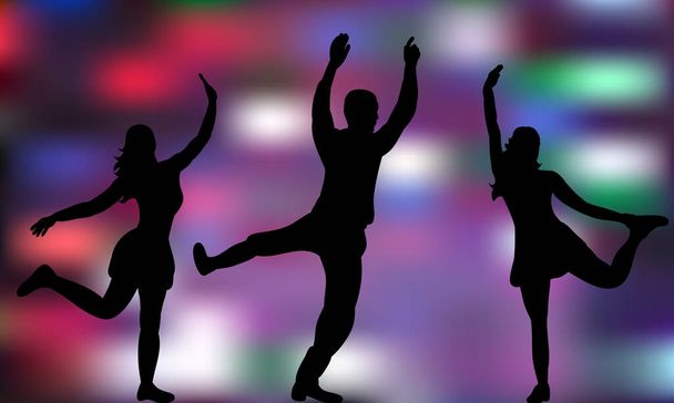 group of dancing people, silhouettes, party - Vector, Image