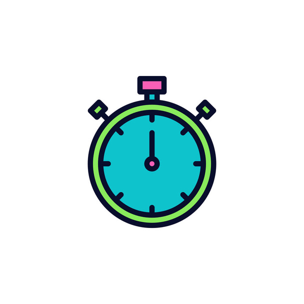 Stopwatch Icon Vector Illustration in Filled Style for Any Purpose - Vector, Image
