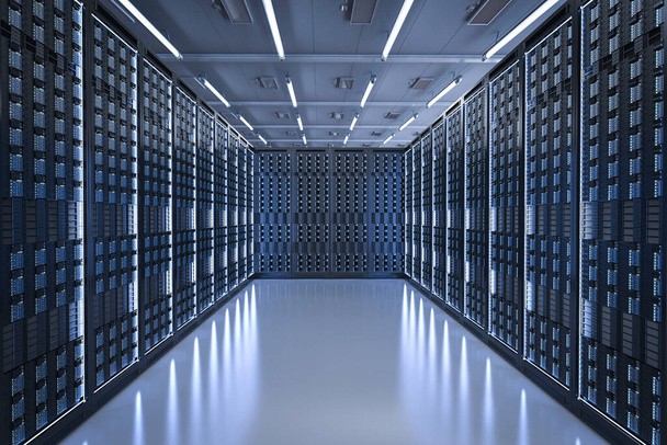 sala de servidores de renderizado 3d o centro de datos - Foto, imagen