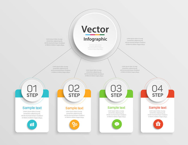 Infographic design template with options and 4 steps. For content, diagram, flowchart,steps, parts, timeline infographics, workflow layout, chart - Vektor, kép
