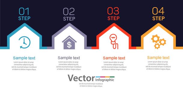 Infographic design template with options and 4 steps. For content, diagram, flowchart,steps, parts, timeline infographics, workflow layout, chart - ベクター画像