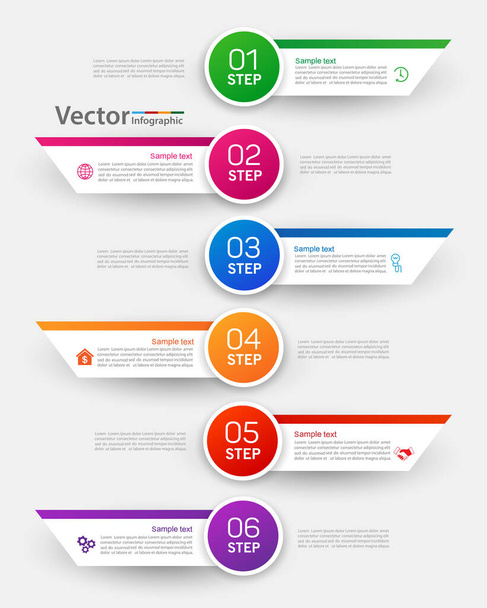Vector business infographic template with 6 steps, options, parts or processes - Vecteur, image