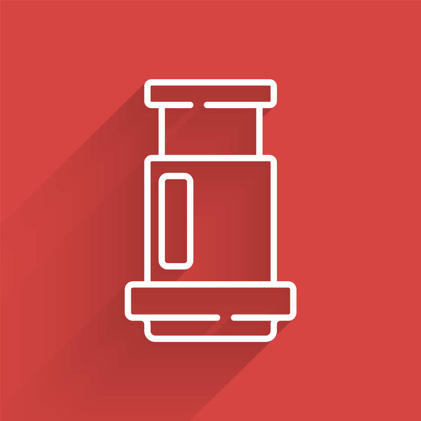 White line Aeropress coffee method icon isolated with long shadow. Device for brewing coffee.  Vector. - Vector, Image