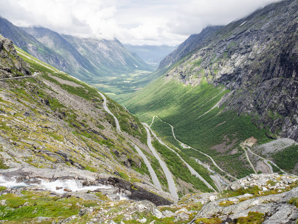View of the Troll Road in Norway. Mountain landscape with winding road - Zdjęcie, obraz