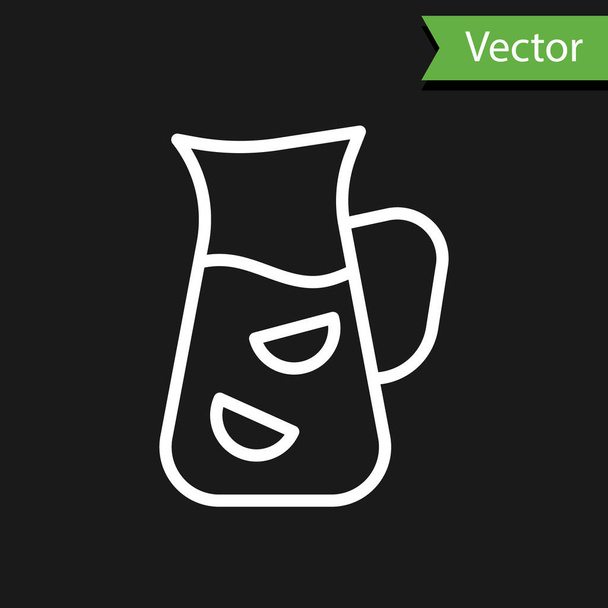 Witte lijn Sangria pictogram geïsoleerd op zwarte achtergrond. Traditionele Spaanse drank. Vector. - Vector, afbeelding
