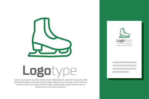 Green line Skates icon isolated on white background. Ice skate shoes icon. Sport boots with blades. Logo design template element. Vector. - Vector, Image