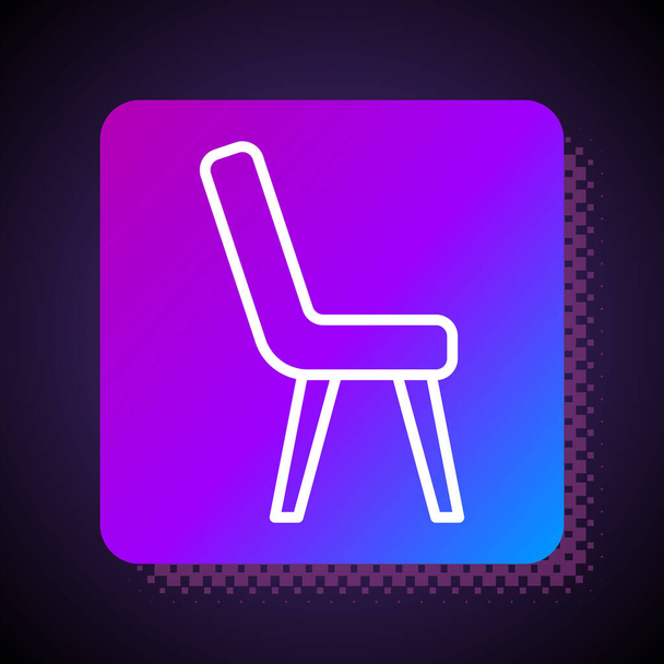 White line Armchair icon isolated on black background. Square color button. Vector. - Vector, Image