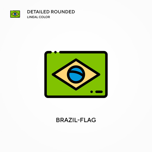 Brazil zászló vektor ikon. Modern vektor illusztráció fogalmak. Könnyű szerkeszteni és testre szabni. - Vektor, kép