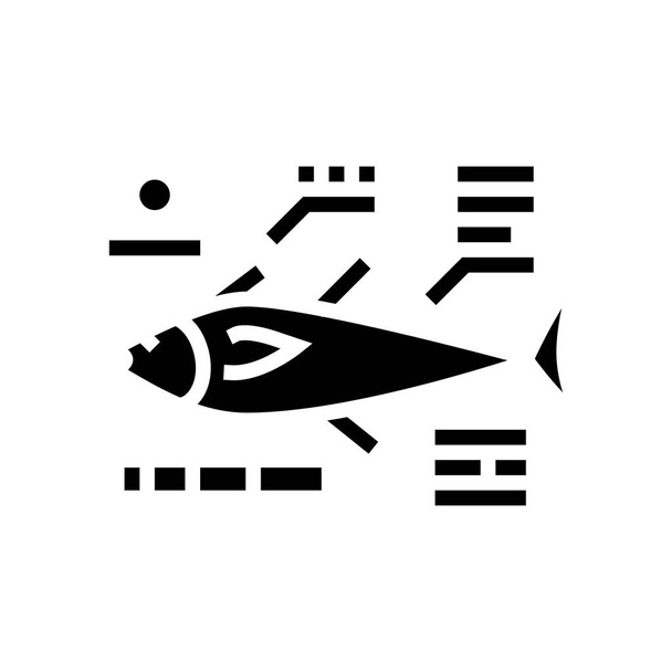 χαρακτηριστικά του τόνου glyph διάνυσμα εικονίδιο. πινακίδα χαρακτηριστικά των ψαριών τόνου. απομονωμένο σύμβολο περίγραμμα μαύρη απεικόνιση - Διάνυσμα, εικόνα