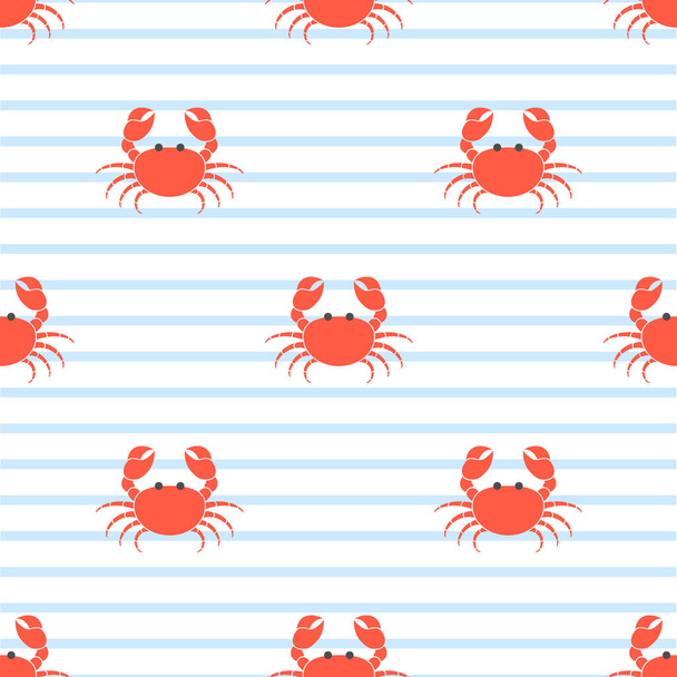 Crab cute pattern background vector illustration on white. Crab seamless backdrop. - Vector, Image