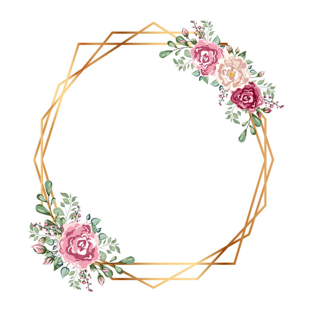 Geometrical polyhedron with flowers - Vector, imagen