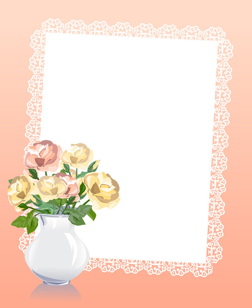 card with a bouquet of roses - Vector, afbeelding