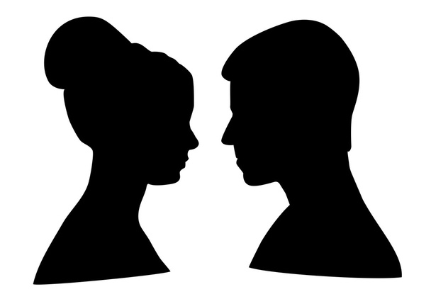 Silhouette of man and woman - Vector, Image