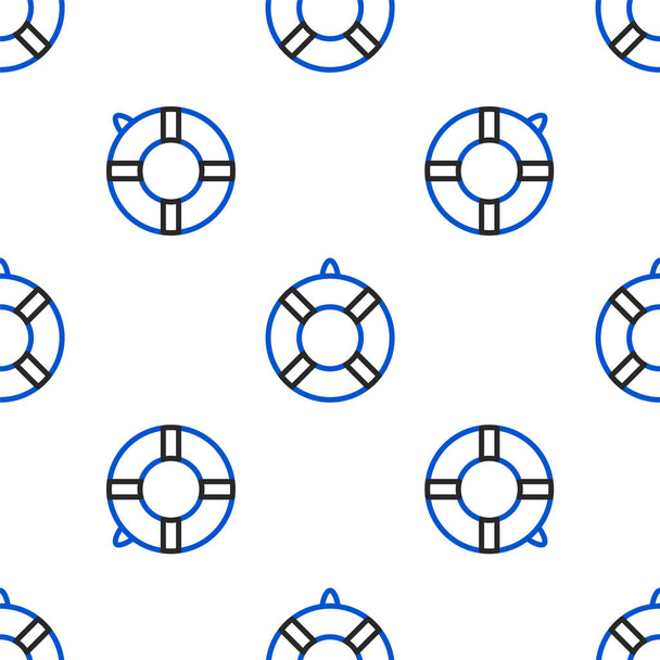 Línea Lifebuoy icono aislado patrón sin costura sobre fondo blanco. Símbolo del salvavidas. Concepto de esquema colorido. Vector. - Vector, imagen