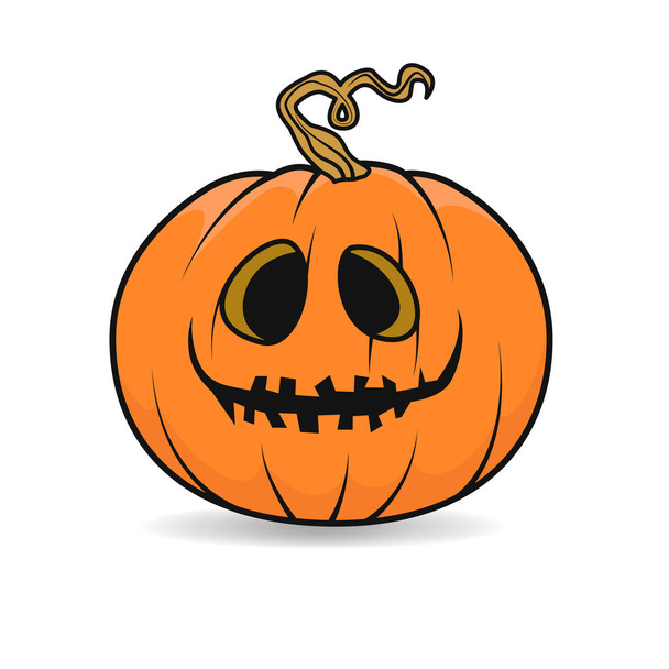 Halloween pumpkin with scary face on white background. Vector cartoon Illustration. Halloween pumpkin isolated. Halloween decor. Pumpkin head - Vector, Image