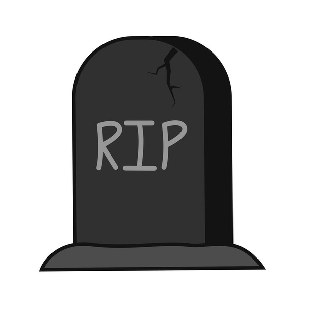 Gravestone vector illustration isolated. Grave Halloween decoration. Monument on the grave. Gravestone in the cemetery. Gray monument on the grave of RIP. - Vector, Image