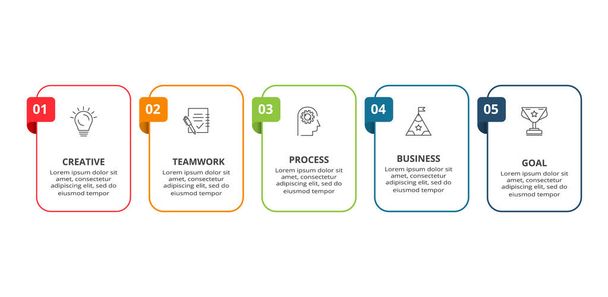 ビジネスデータの可視化。プロセスチャート。グラフの要素、 5つのステップ、オプション、部品または - ベクター画像