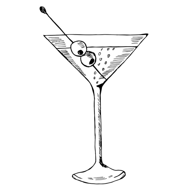 Martini with olive in glass - Вектор, зображення