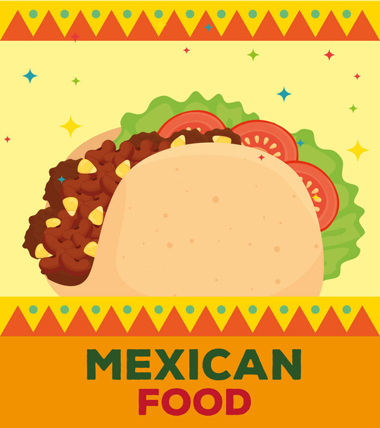 mexikói élelmiszer plakát ízletes taco - Vektor, kép