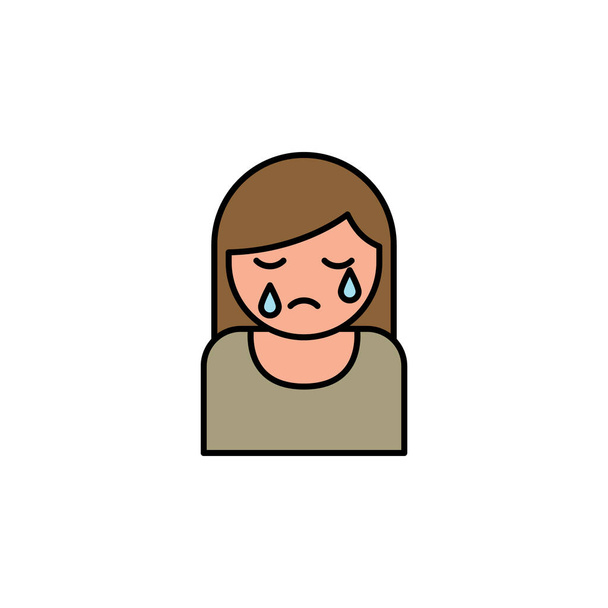 donna, piangendo, icona contorno di morte. dettagliate serie di illustrazioni della morte icone. può essere utilizzato per web, logo, app mobile, UI, UX su sfondo bianco - Vettoriali, immagini