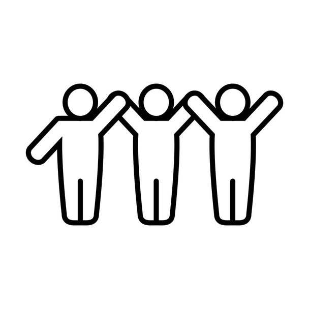 пиктограмма людей, стоящих значок, стиль линии - Вектор,изображение