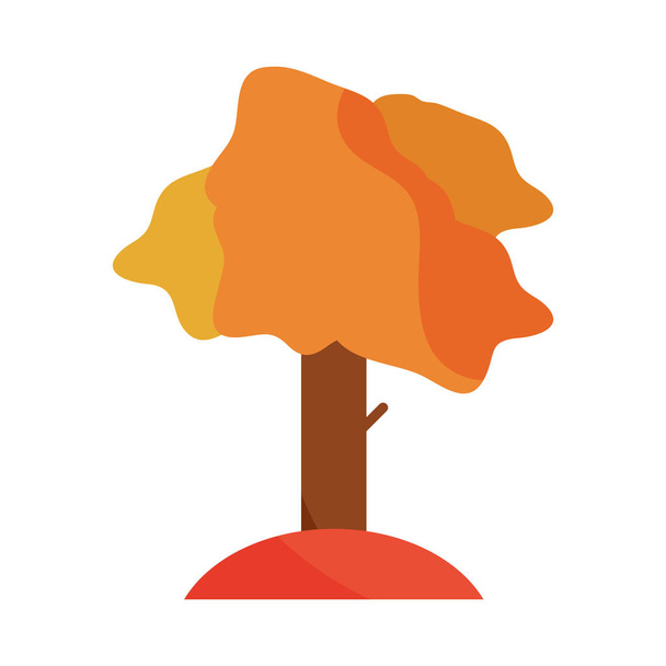 otoño árbol follaje vegetación bosque plano icono con sombra - Vector, imagen